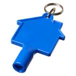 MP3363810 llavero de material reciclado con forma de casa azul plastico hips reciclado metal 1