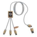 MP3411110 cable de carga 5 en 1 marron claro plastico pet reciclado madera de bambu 1