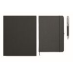 MP3414020 set cuadernos piel reciclada negro papel 3