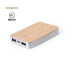 MPG114582 power bank plateado aluminio reciclado bambu 2