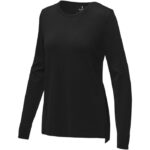 MPG115335 jersey de cuello redondo para mujer negro punto plano 80 viscosa 20 nylon 12 gauge 1