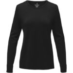 MPG115335 jersey de cuello redondo para mujer negro punto plano 80 viscosa 20 nylon 12 gauge 2