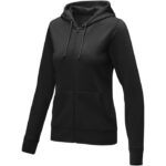 MPG115524 sudadera con capucha y cremallera completa para mujer negro punto 50 algodon 50 poliester 1