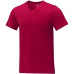 MPG115595 camiseta de manga corta y cuello en v para hombre rojo punto de jersey sencillo 100 algodo 1