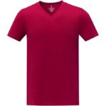 MPG115595 camiseta de manga corta y cuello en v para hombre rojo punto de jersey sencillo 100 algodo 2