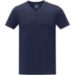 MPG115596 camiseta de manga corta y cuello en v para hombre azul punto de jersey sencillo 100 algodo 2