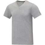 MPG115597 camiseta de manga corta y cuello en v para hombre gris punto de jersey sencillo 100 algodo 1