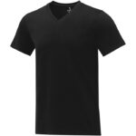 MPG115598 camiseta de manga corta y cuello en v para hombre negro punto de jersey sencillo 100 algod 1