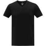 MPG115598 camiseta de manga corta y cuello en v para hombre negro punto de jersey sencillo 100 algod 2