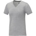 MPG115602 camiseta de manga corta y cuello en v para mujer gris punto de jersey sencillo 100 algodon 1