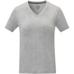 MPG115602 camiseta de manga corta y cuello en v para mujer gris punto de jersey sencillo 100 algodon 2