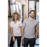 MPG115602 camiseta de manga corta y cuello en v para mujer gris punto de jersey sencillo 100 algodon 4