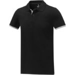 MPG115656 polo de manga corta de dos tonos para hombre negro punto pique 100 algodon bci 200 gm2 1