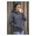 MPG115702 sudadera anorak con capucha con media cremallera para mujer gris punto 85 poliester 15 so 3