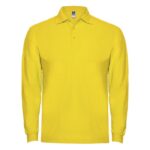 MPG116095 polo de manga larga para hombre amarillo punto pique 100 algodon 220 gm2 1