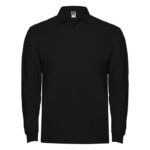 MPG116101 polo de manga larga para hombre negro punto pique 100 algodon 220 gm2 1