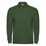 MPG116106 polo de manga larga para hombre verde punto pique 100 algodon 220 gm2 1