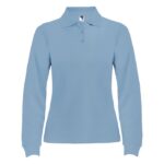 MPG116110 polo de manga larga para mujer azul punto pique 100 algodon 220 gm2 1