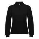 MPG116113 polo de manga larga para mujer negro punto pique 100 algodon 220 gm2 1