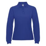 MPG116116 polo de manga larga para mujer azul punto pique 100 algodon 220 gm2 1