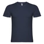MPG116402 camiseta de cuello de pico de manga corta para hombre azul punto de jersey sencillo 100 al 1