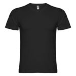 MPG116405 camiseta de cuello de pico de manga corta para hombre negro punto de jersey sencillo 100 a 1