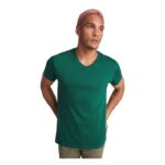 MPG116405 camiseta de cuello de pico de manga corta para hombre negro punto de jersey sencillo 100 a 2