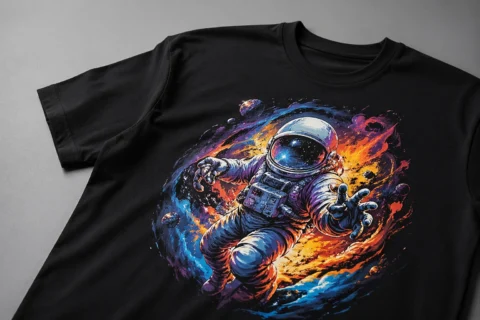 Camiseta personalizada con un dibujo a todo color mediante impresión DTF
